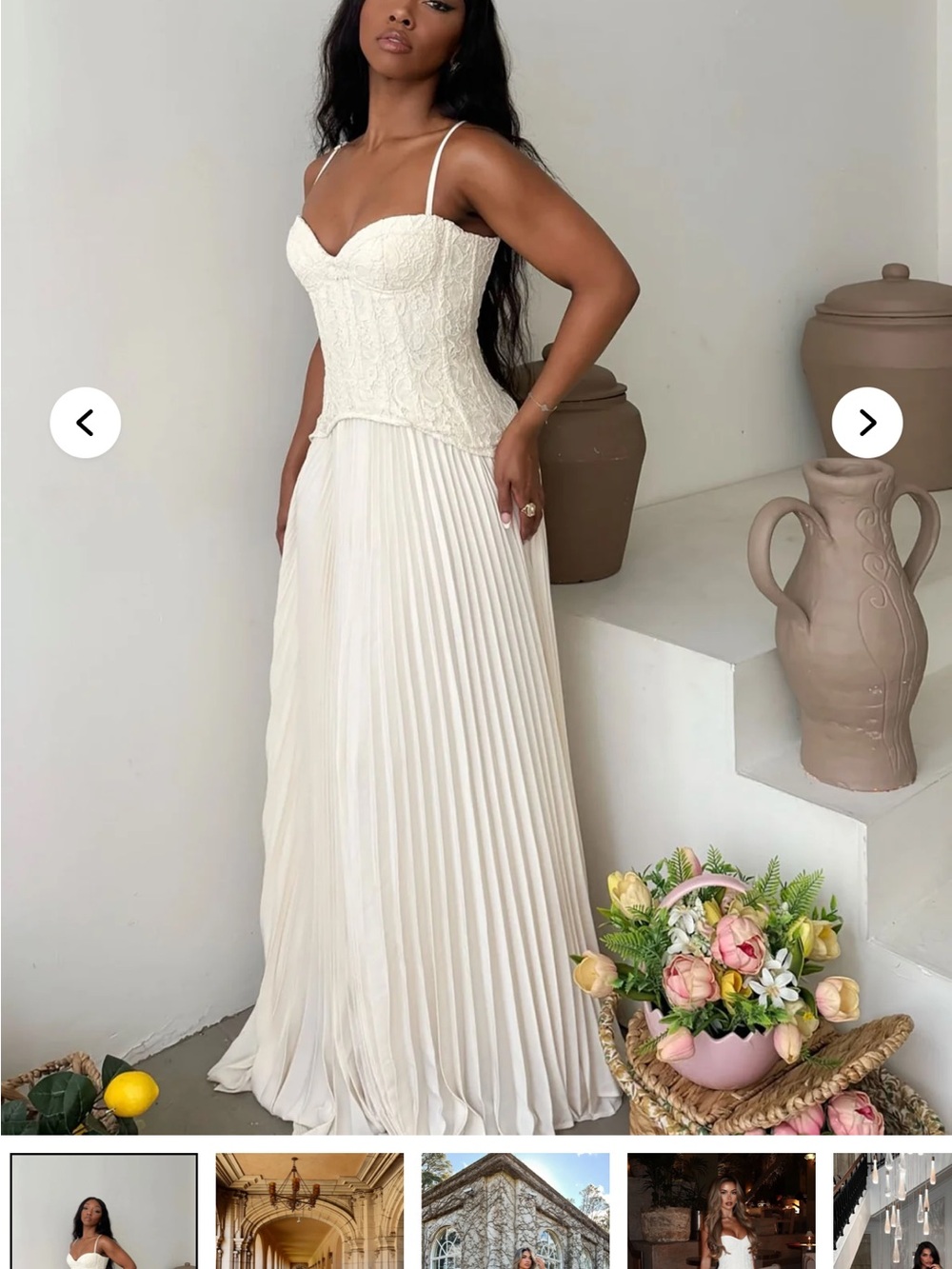 Fashion Nova Lace Corset Pleated Dress